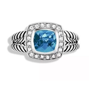 David Yurman Albion Ring with Blue Topaz and Diamonds 💎